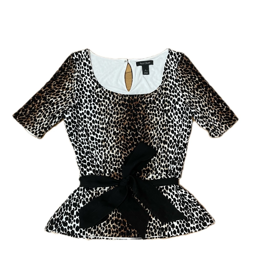 New York & Company Black and White Leopard Print Top